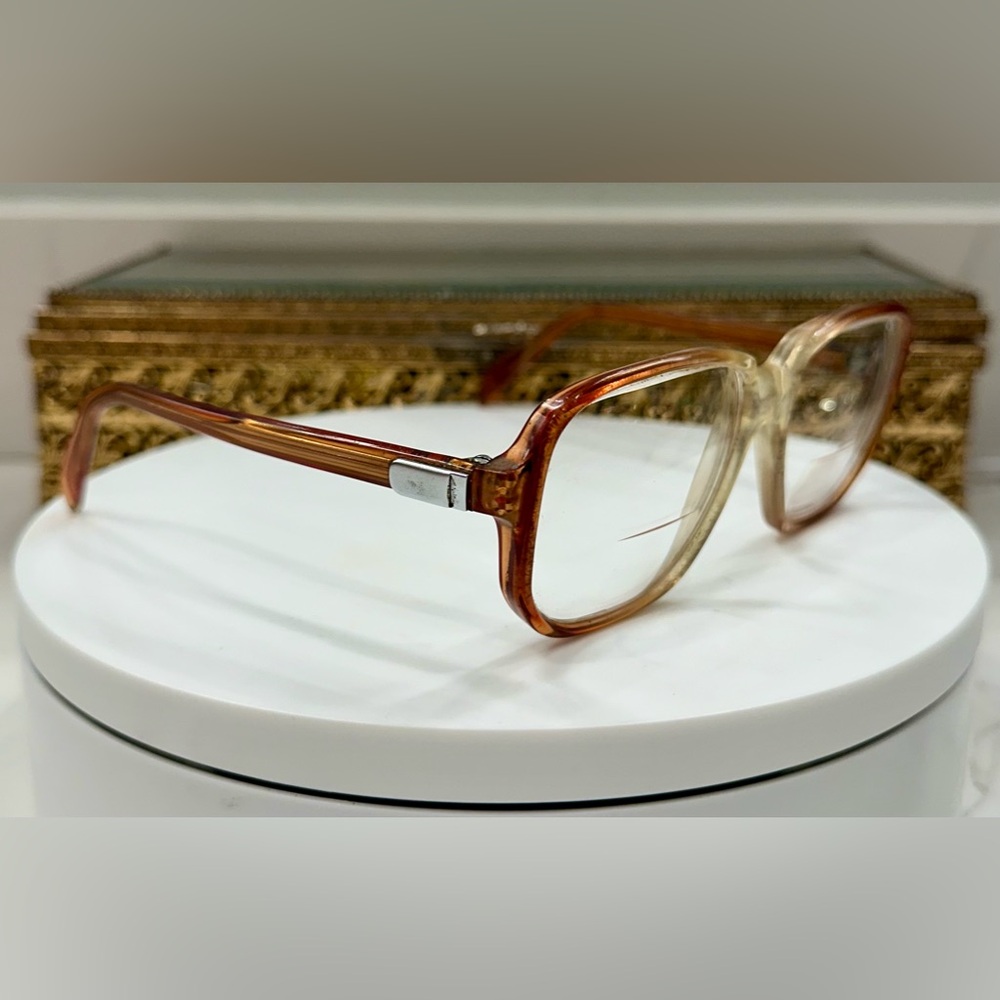Logo Paris - Rx - Amber Ombré Oversized Vintage Eyeglass Frames - GUC, Unisex